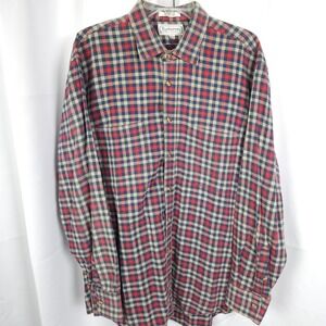Burberrys‎ of London Red Blue Plaid 100% Cotton Flannel Shirt USA Men's Large